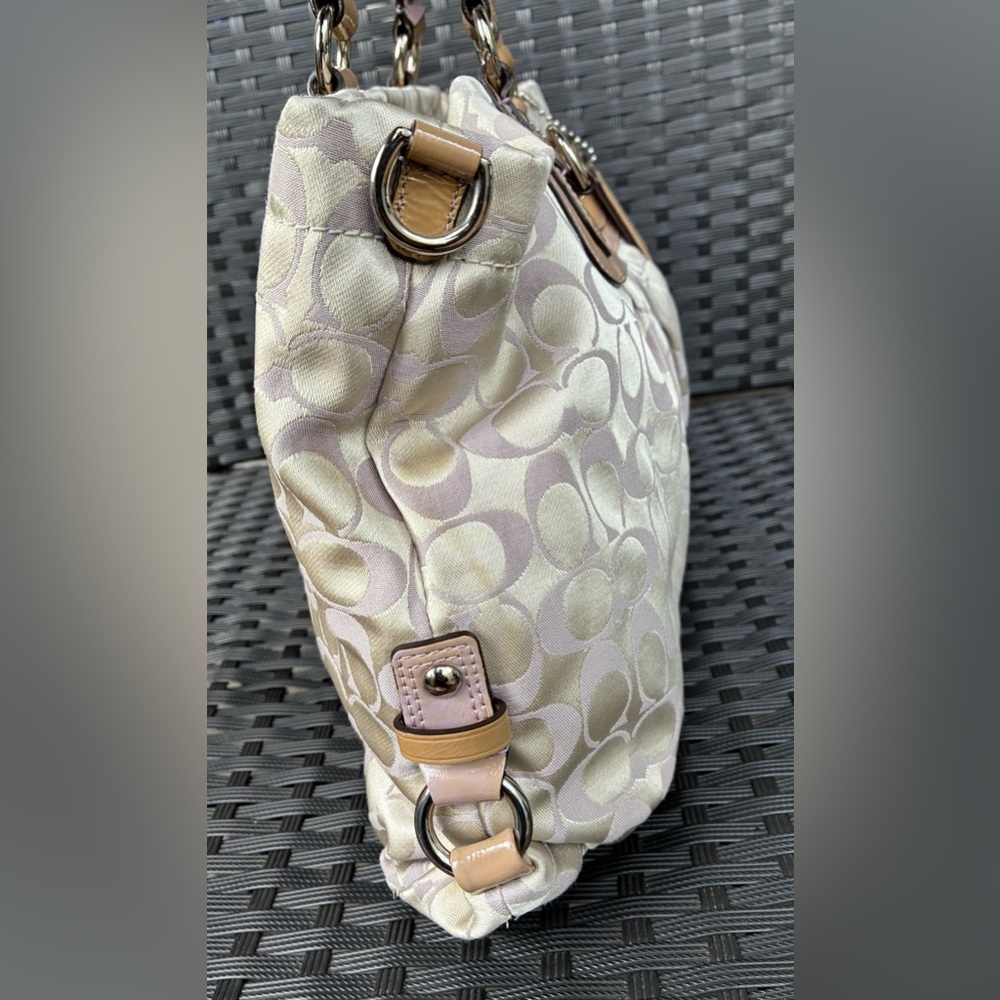 COACH BAG,Coach Cream and ligth purple Bag, COACH Shoulder Bag - Picture 4 of 16